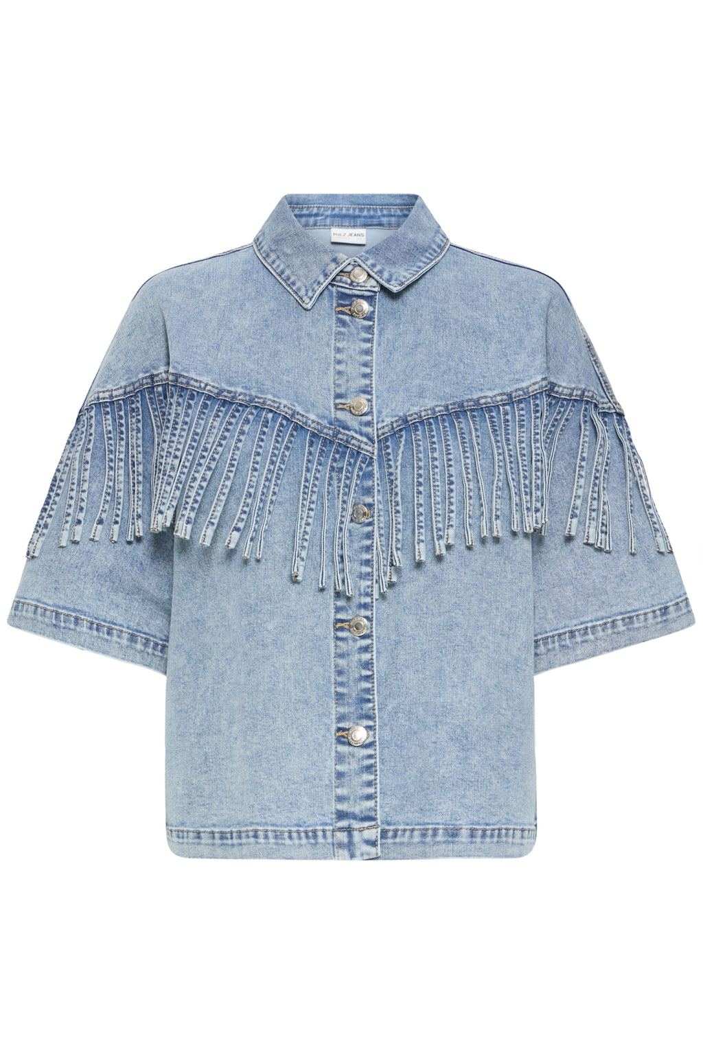 Blouses korte mouw blauw Pulz Jeans