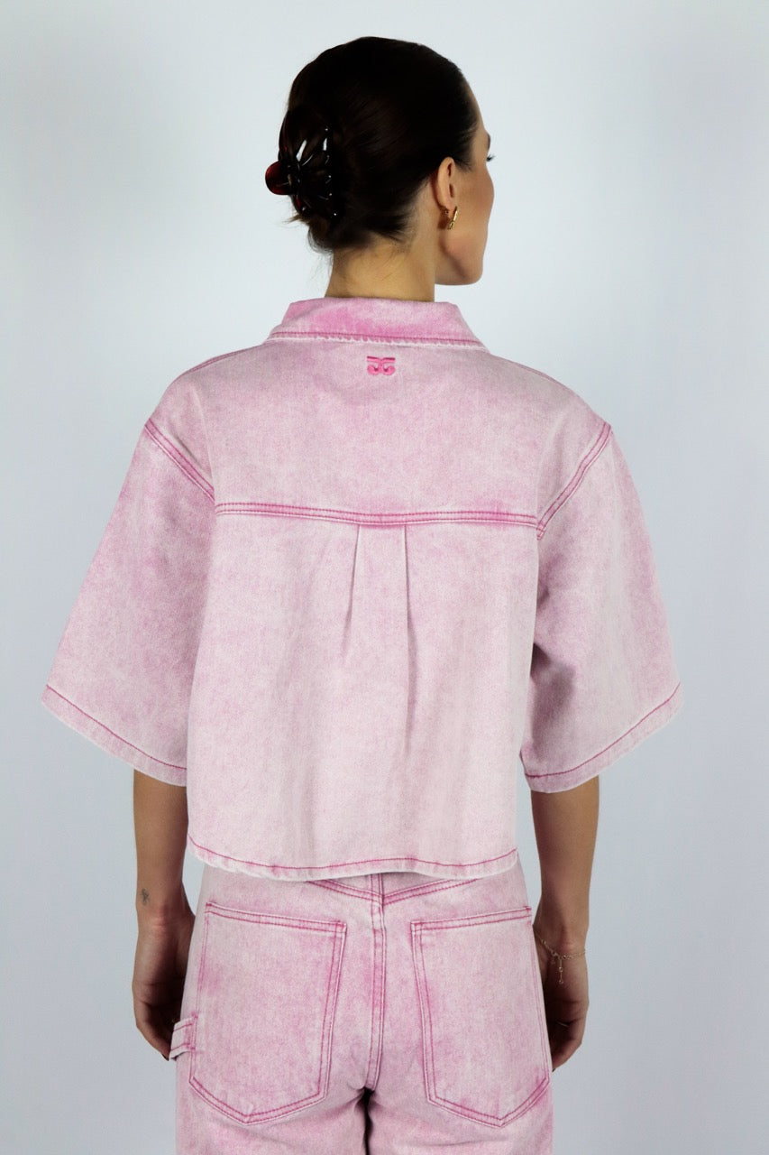 Blouses korte mouw roze AMANDINE