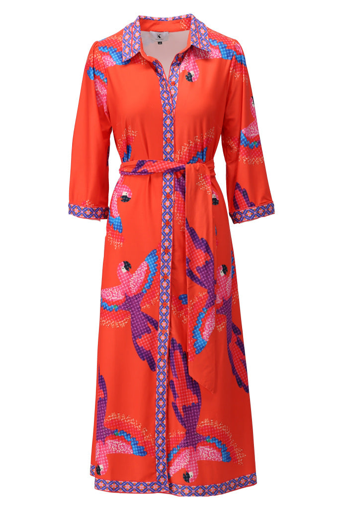 Jurken lange mouw oranje K[DESIGN]