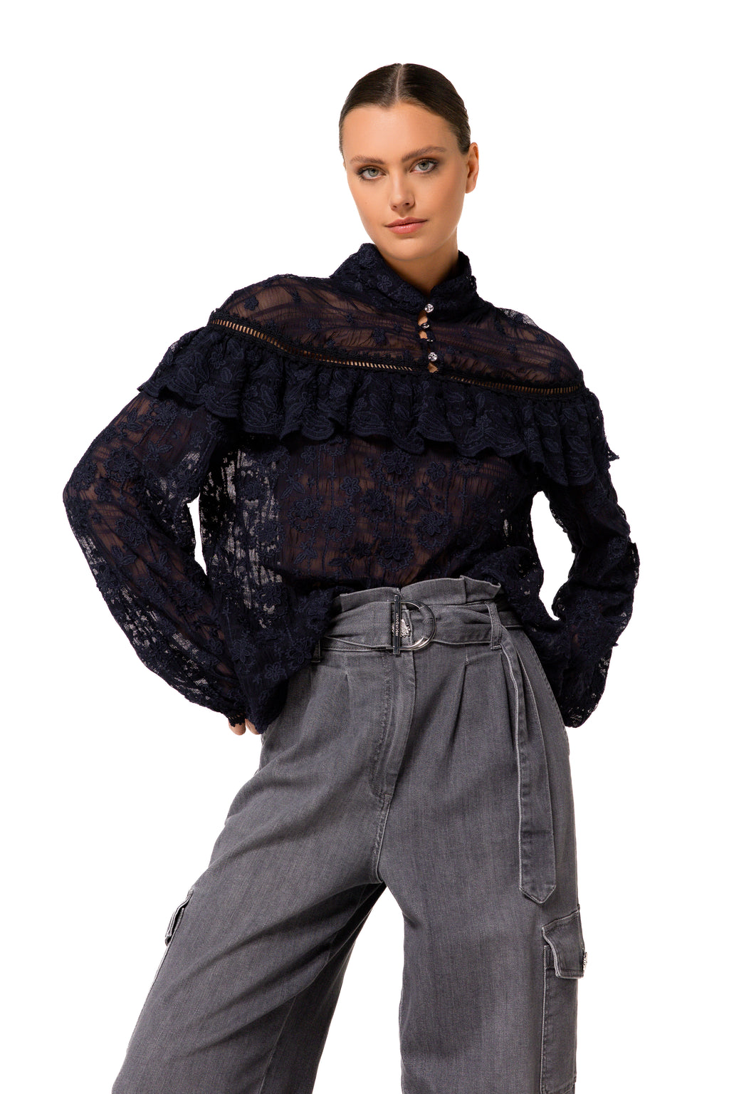 Blouses lange mouw navy Caroline Biss