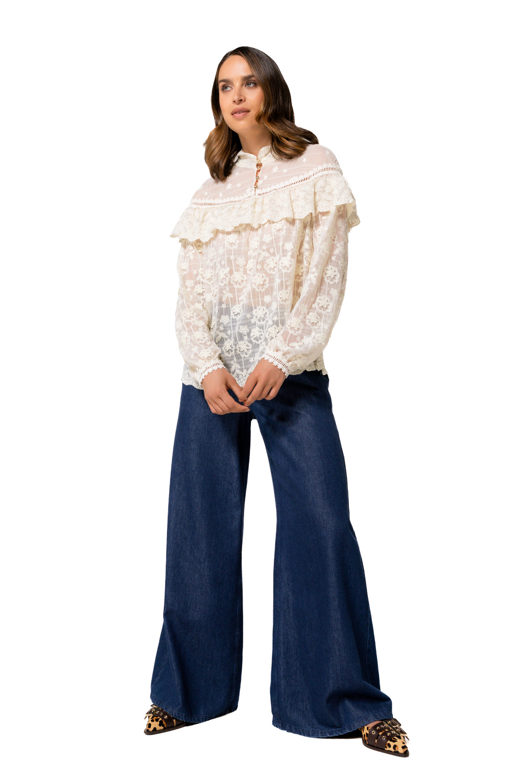 Blouses lange mouw beige Caroline Biss