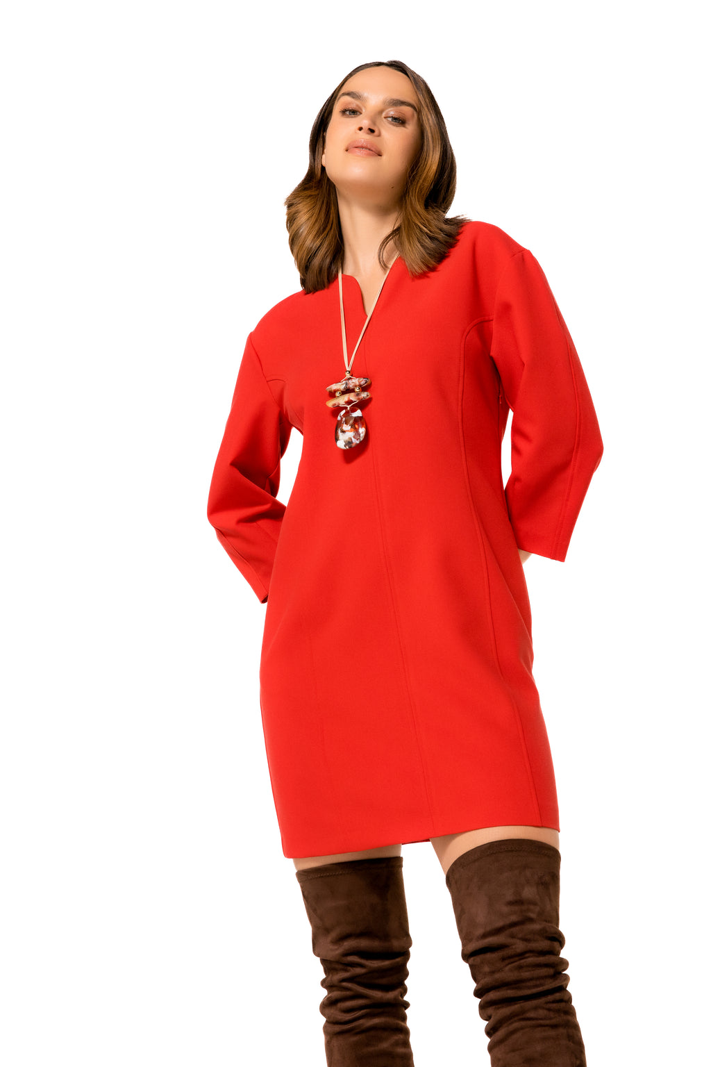 Jurken lange mouw rood Caroline Biss