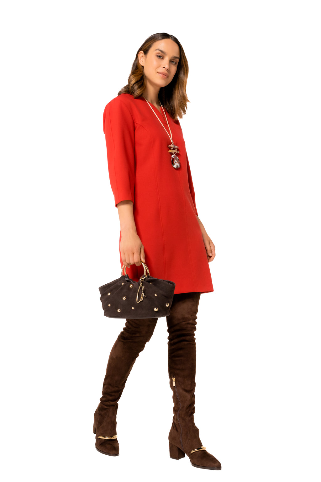 Jurken lange mouw rood Caroline Biss