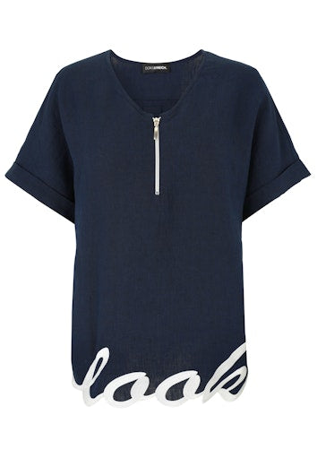 Blouses korte mouw navy Doris Streich