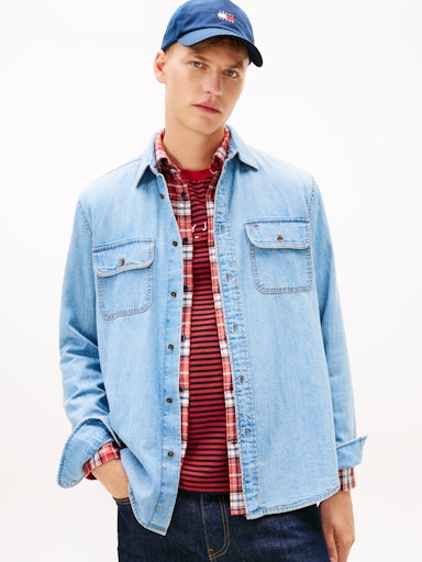 Hemden lange mouw blauw Tommy Jeans