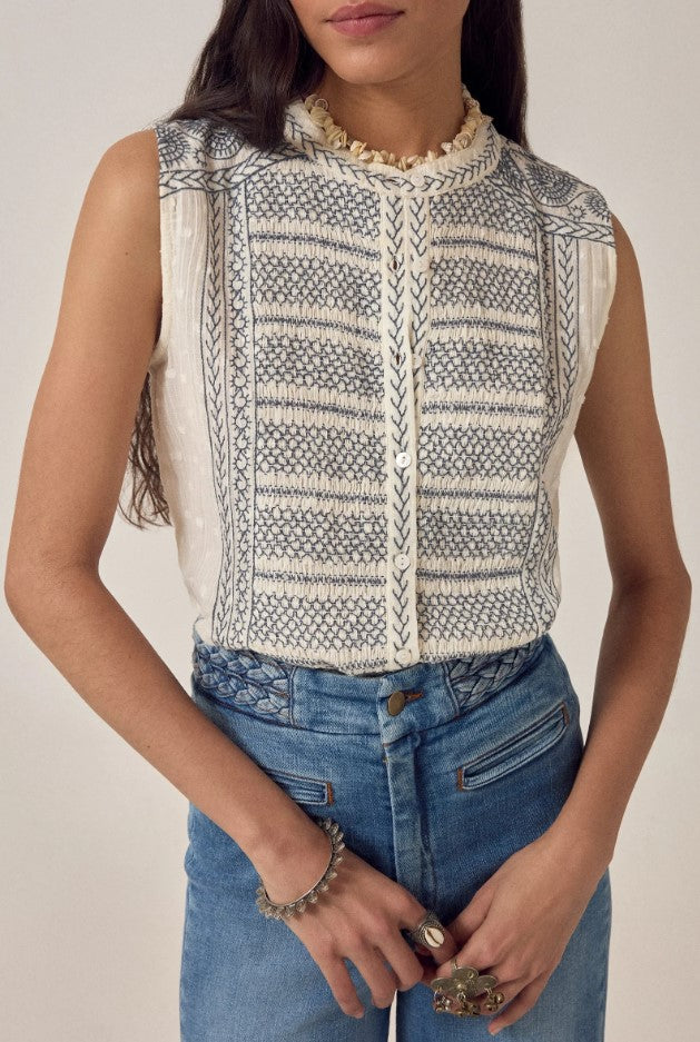 Blouses korte mouw blauw MAISON HOTEL