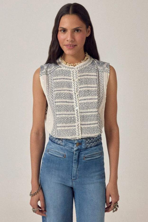 Blouses korte mouw blauw MAISON HOTEL