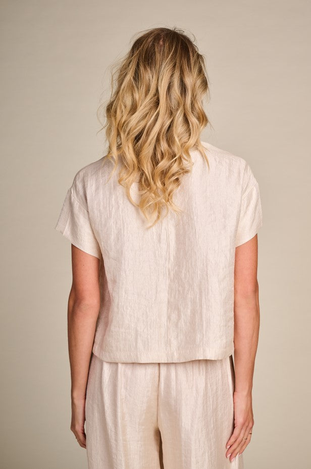Blouses korte mouw beige Due Amanti