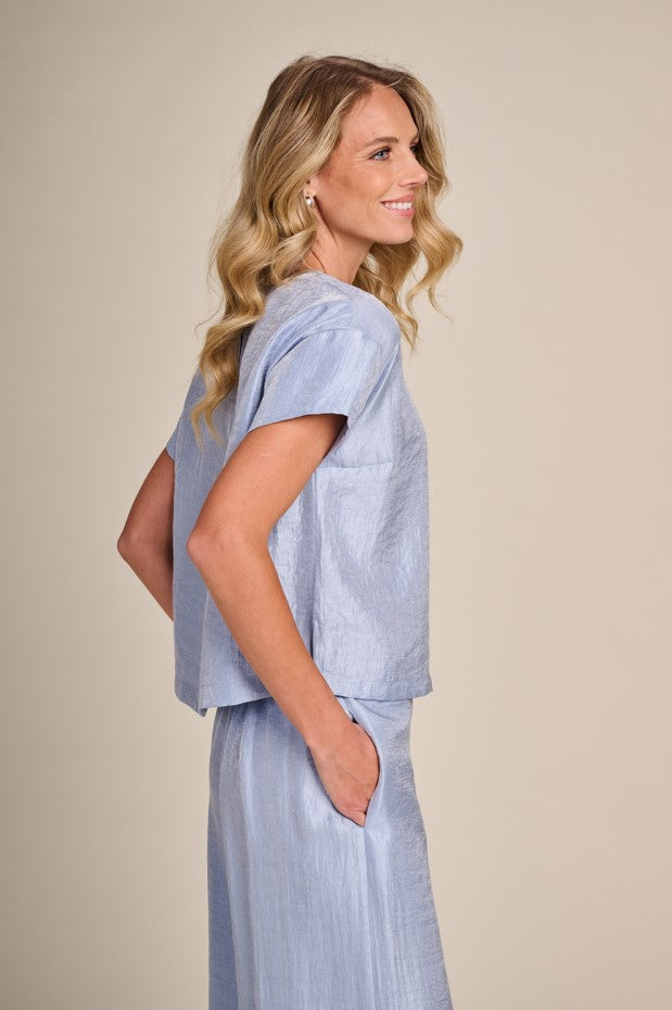Blouses korte mouw blauw Due Amanti