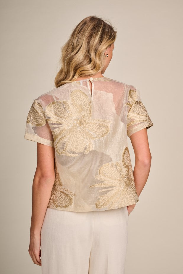 Blouses korte mouw beige Due Amanti