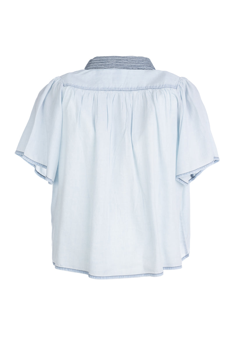 Blouses korte mouw blauw Dame Blanche