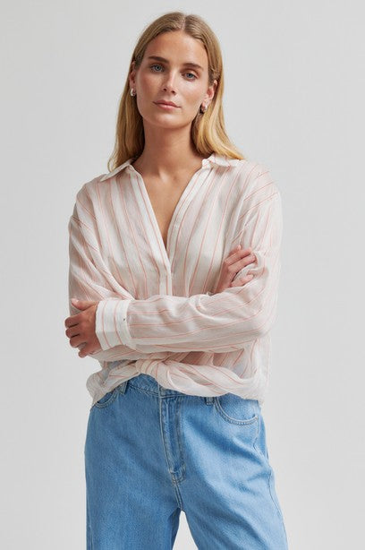 Blouses lange mouw beige Second Female