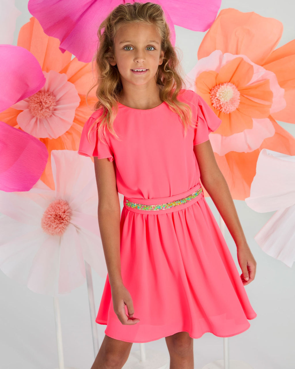 Jurken korte mouw roze Blue Bay