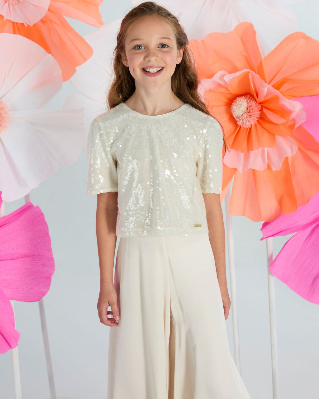 Blouses korte mouw beige Blue Bay