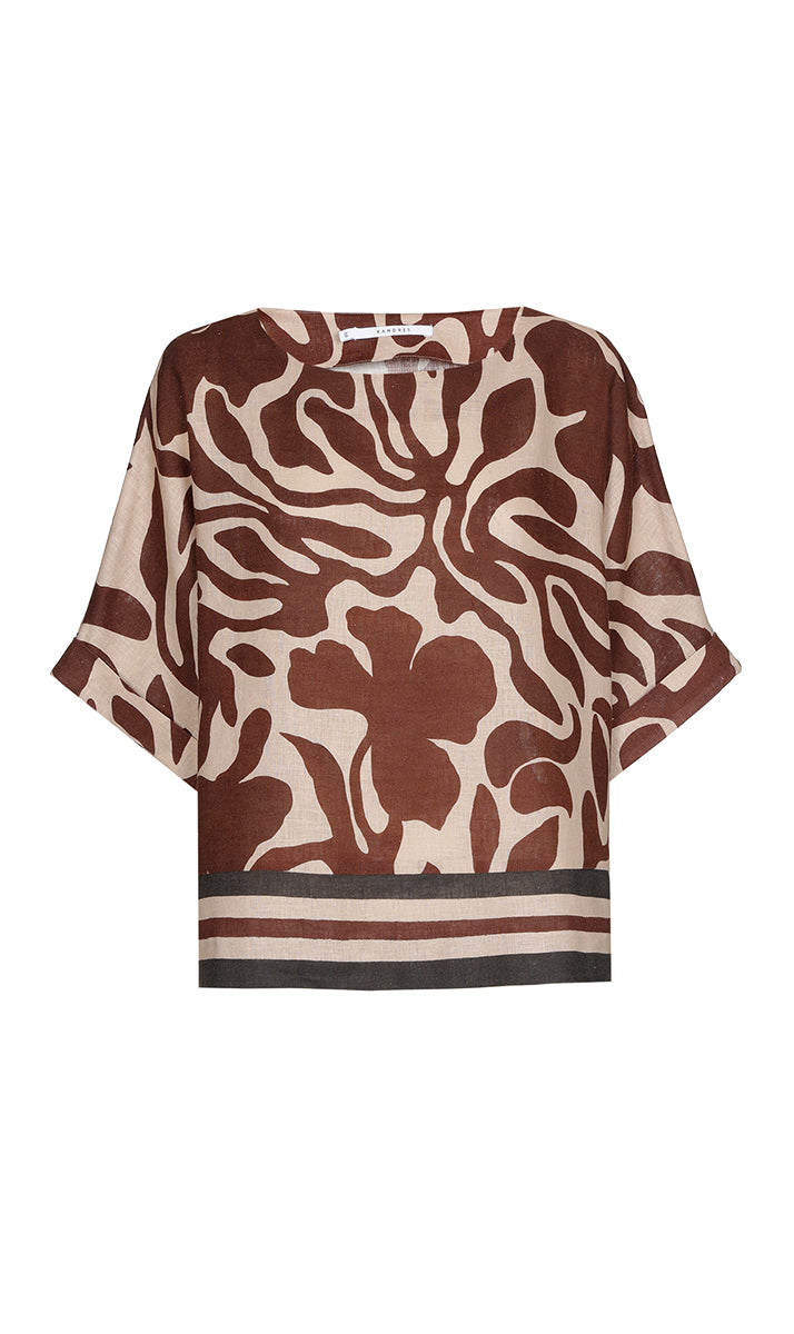 Blouses korte mouw bruin Xandres