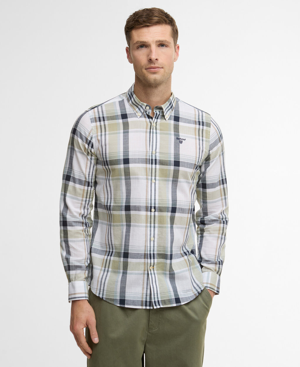 Hemden lange mouw groen Barbour