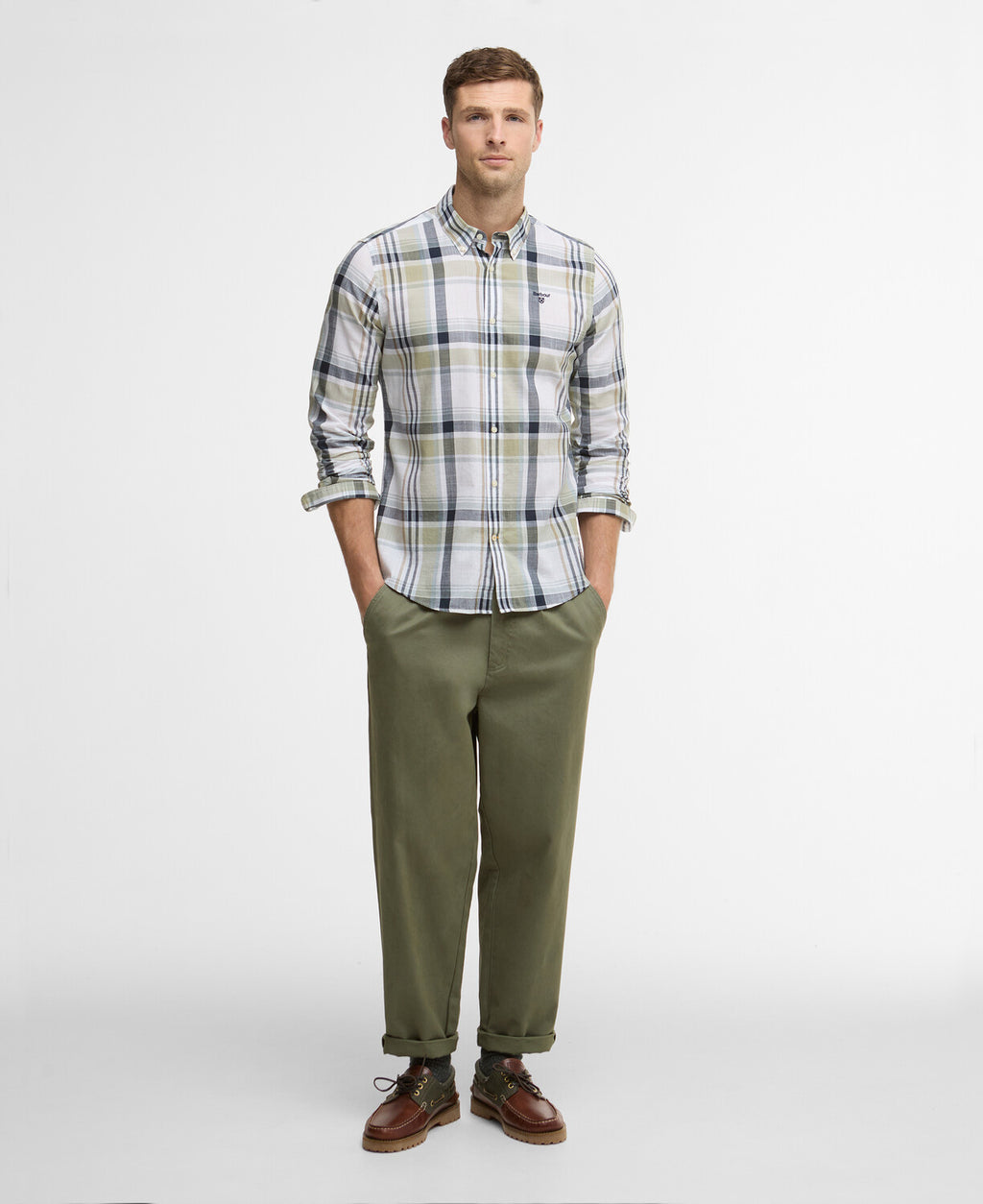 Hemden lange mouw groen Barbour