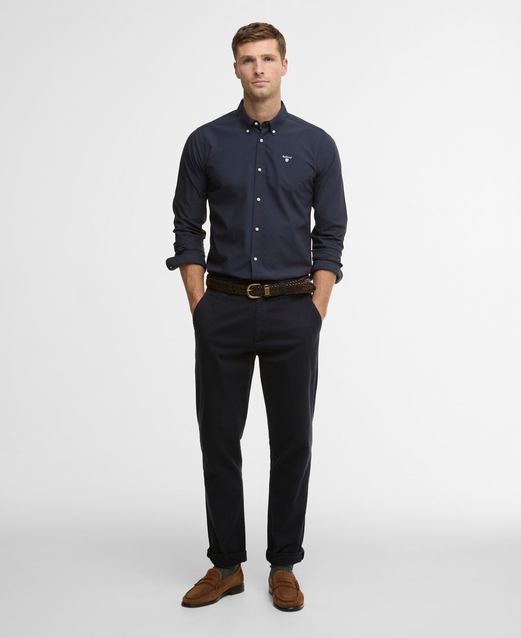 Hemden lange mouw navy Barbour