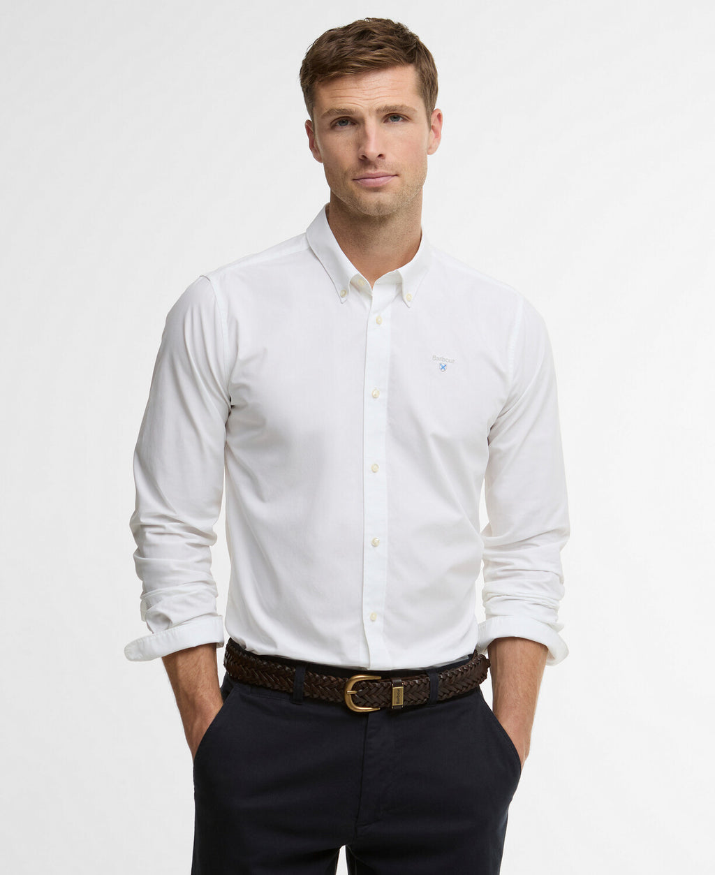 Hemden lange mouw wit Barbour