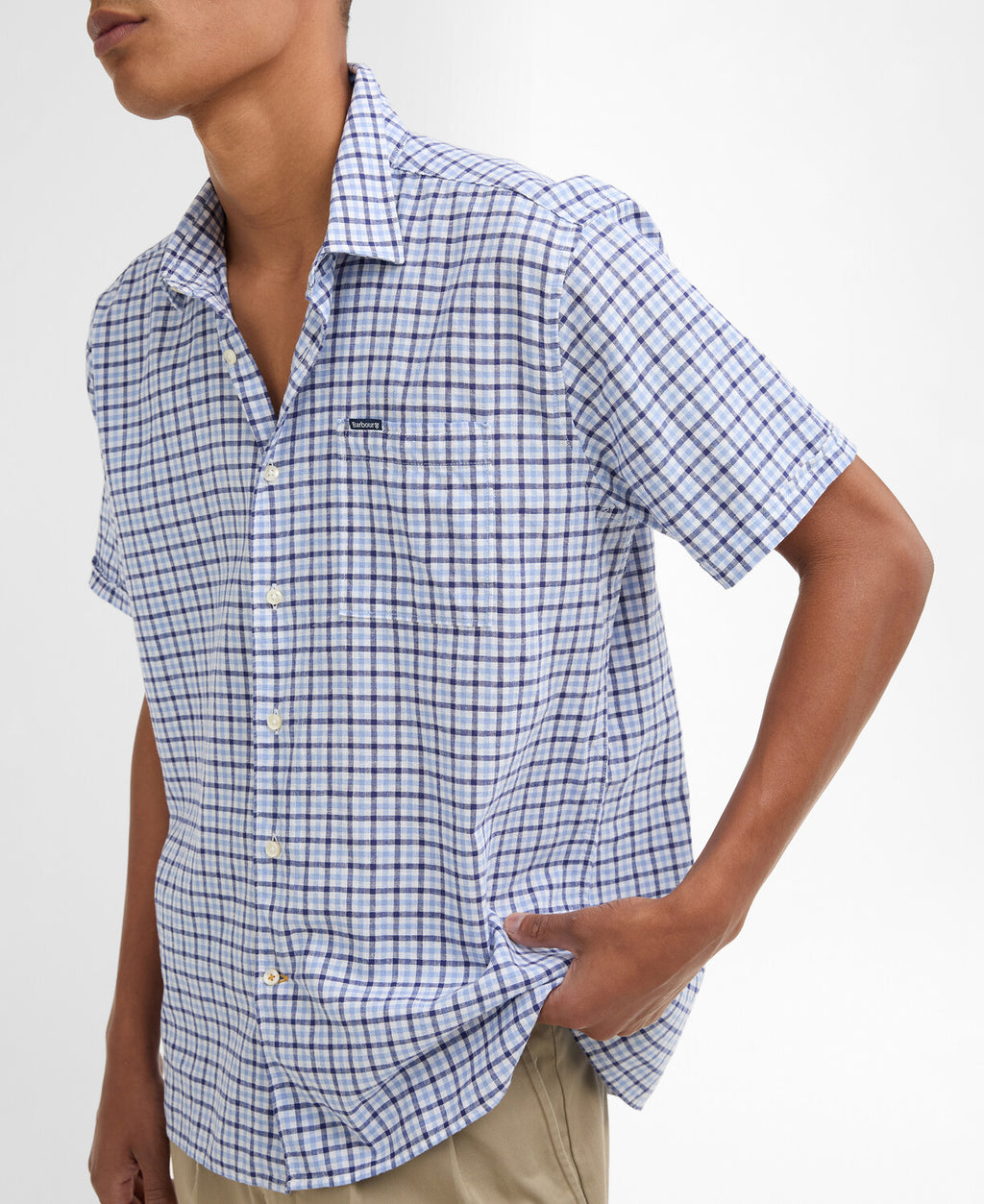 Hemden lange mouw blauw Barbour