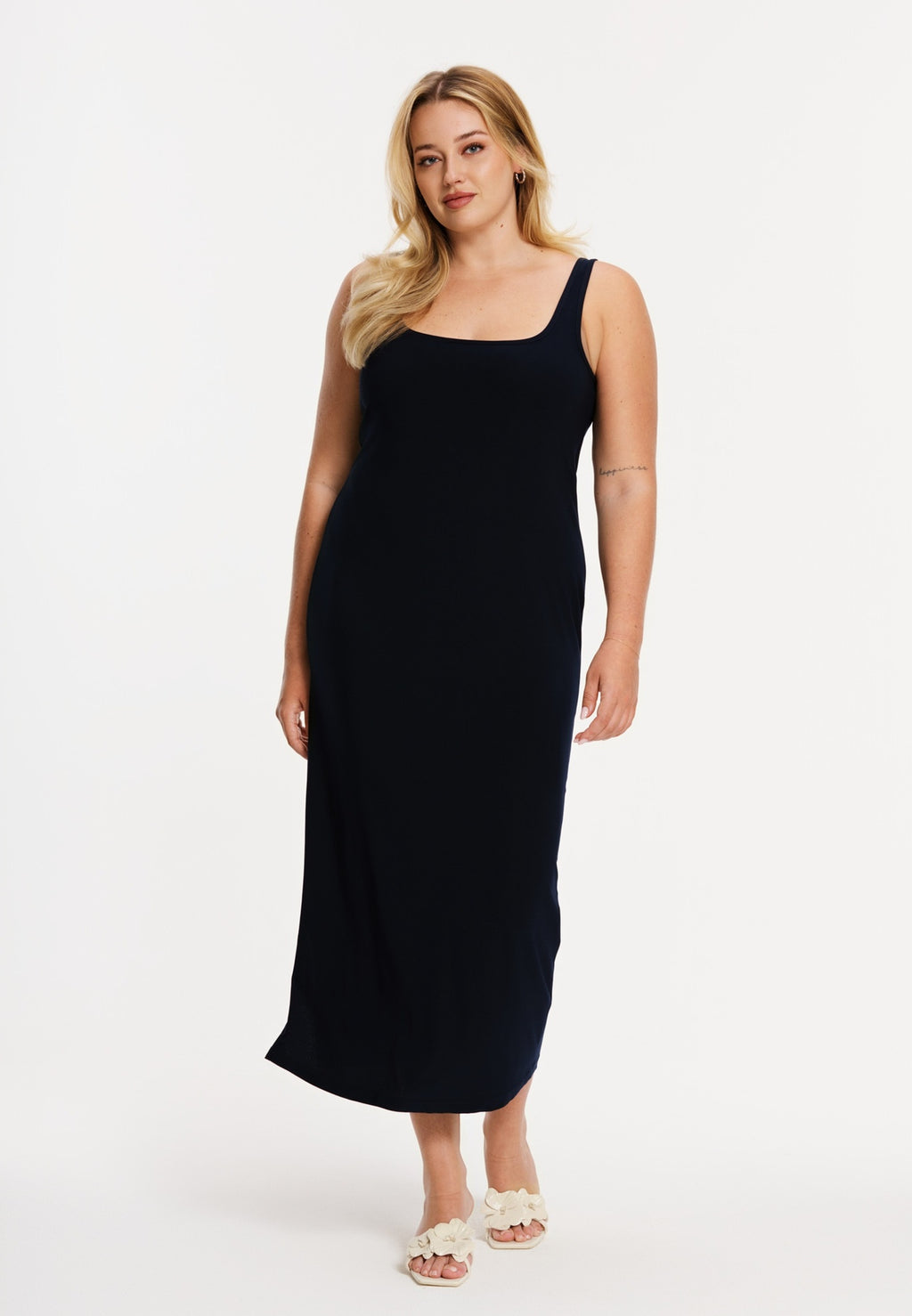 Jurken zonder mouw navy Yoek