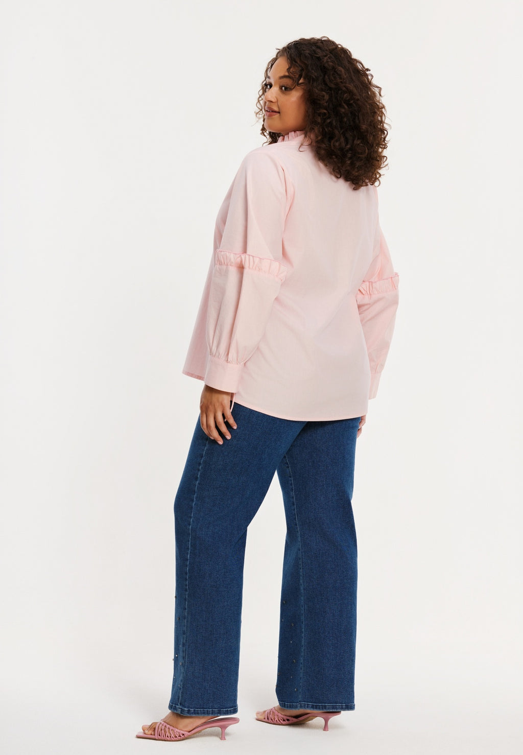 Blouses lange mouw roze Yoek