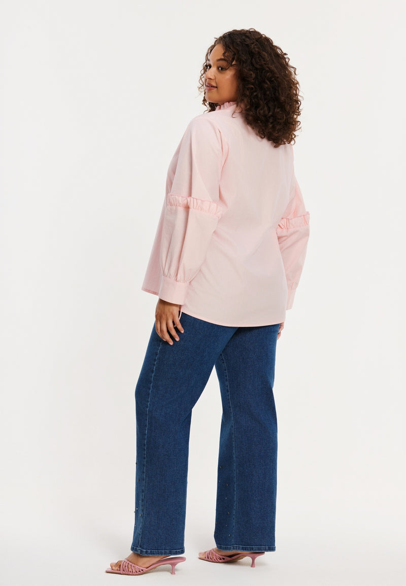 Blouses lange mouw roze Yoek