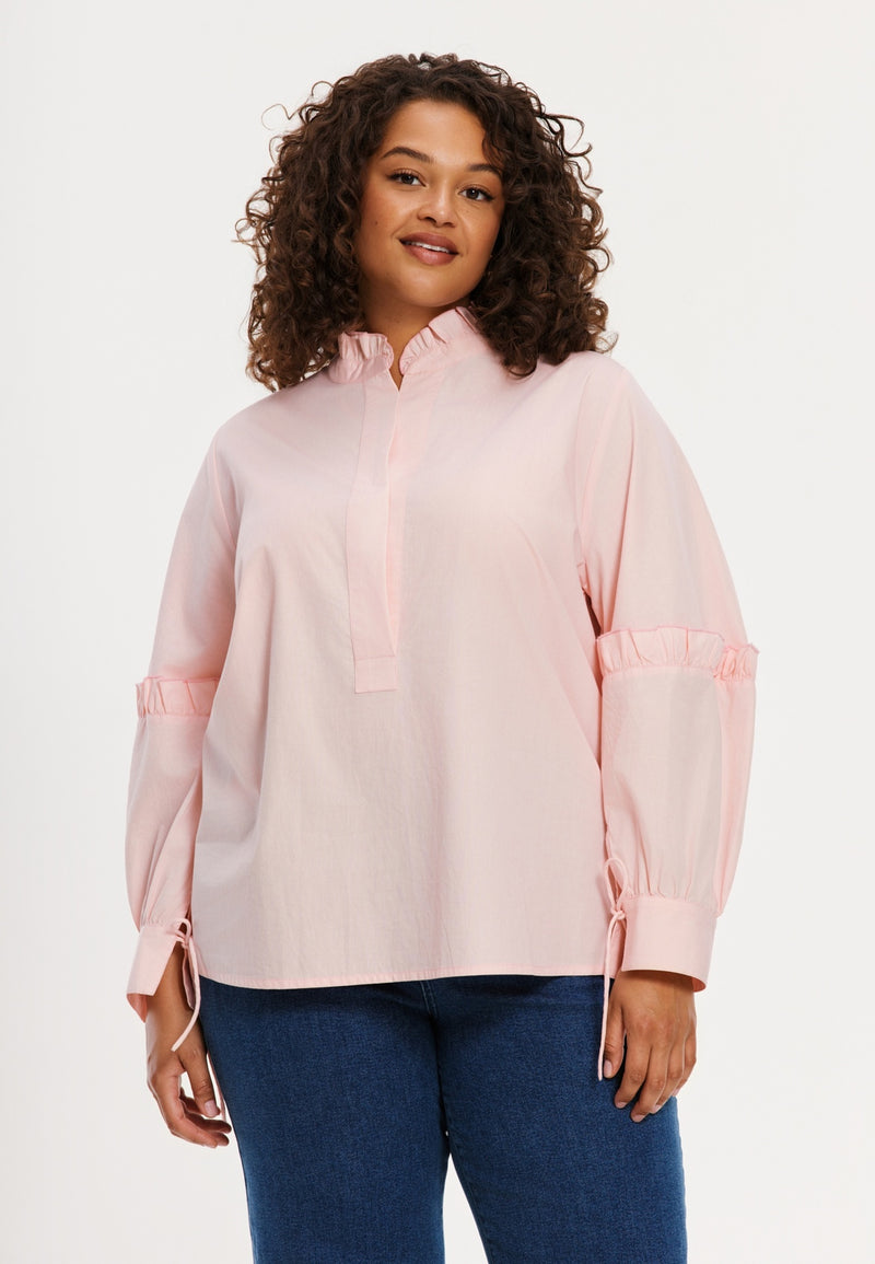 Blouses lange mouw roze Yoek