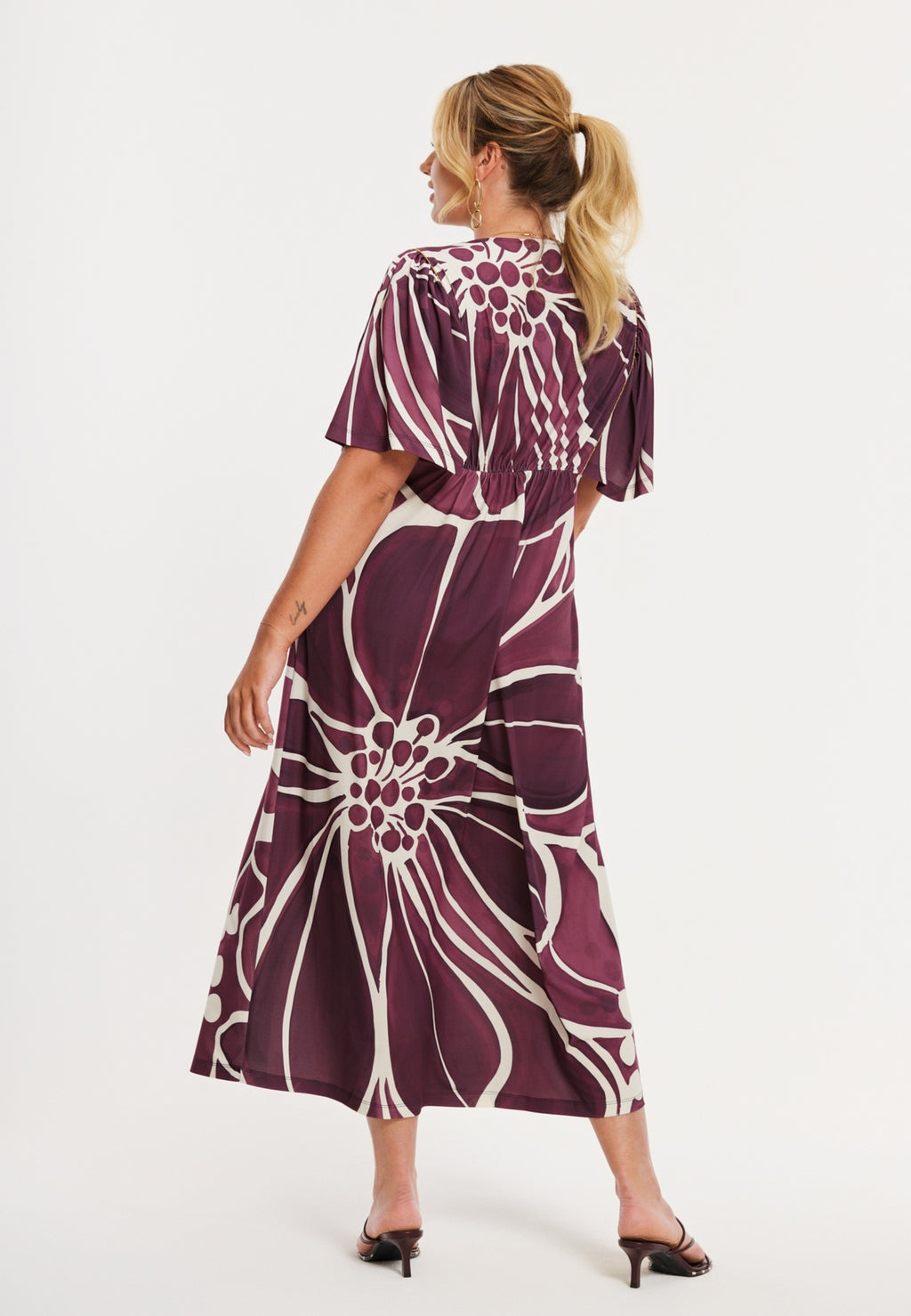 Jurken lange mouw bordeaux Yoek