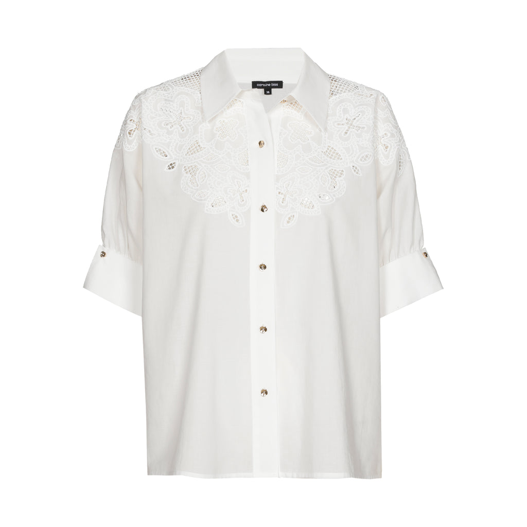 Blouses korte mouw beige Caroline Biss