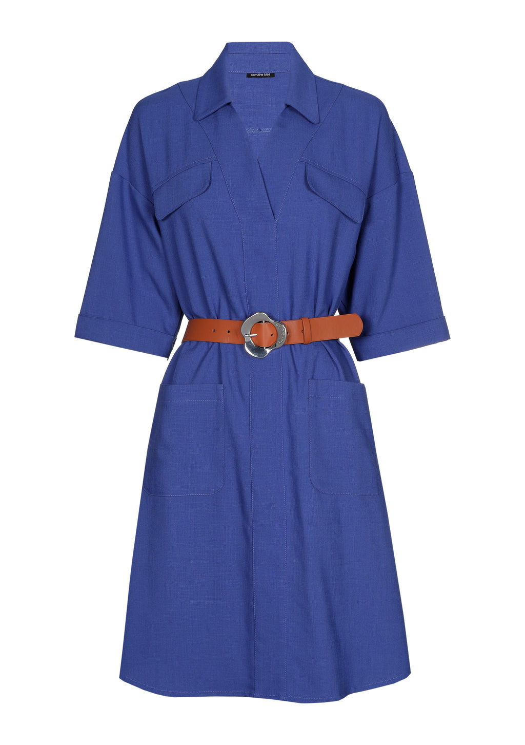 Jurken lange mouw blauw Caroline Biss