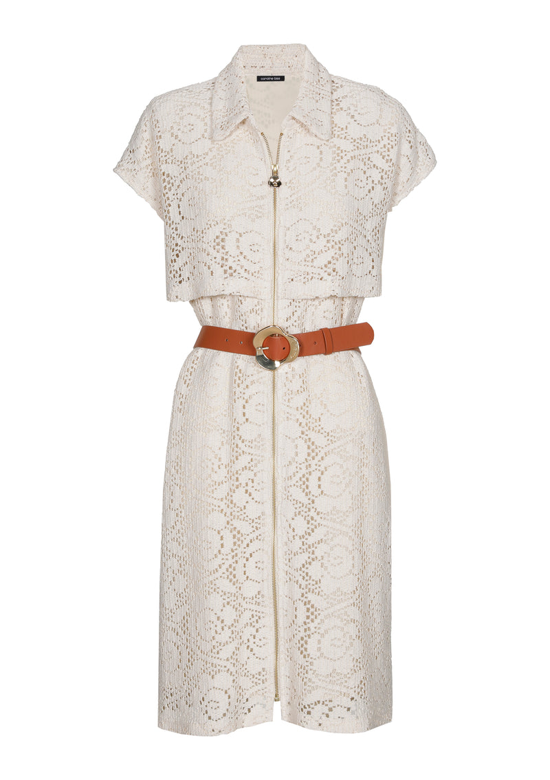 Jurken korte mouw beige Caroline Biss