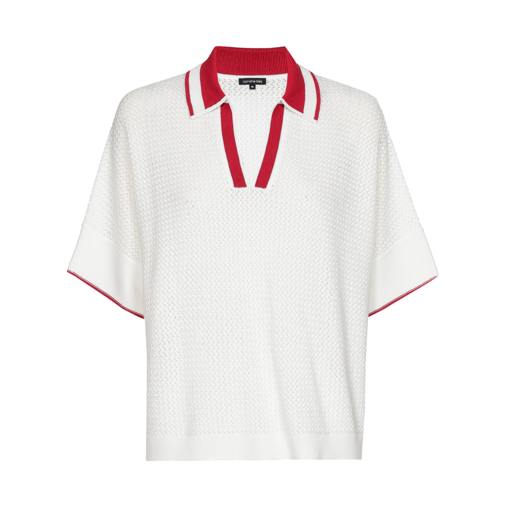 Polo's korte mouw beige Caroline Biss