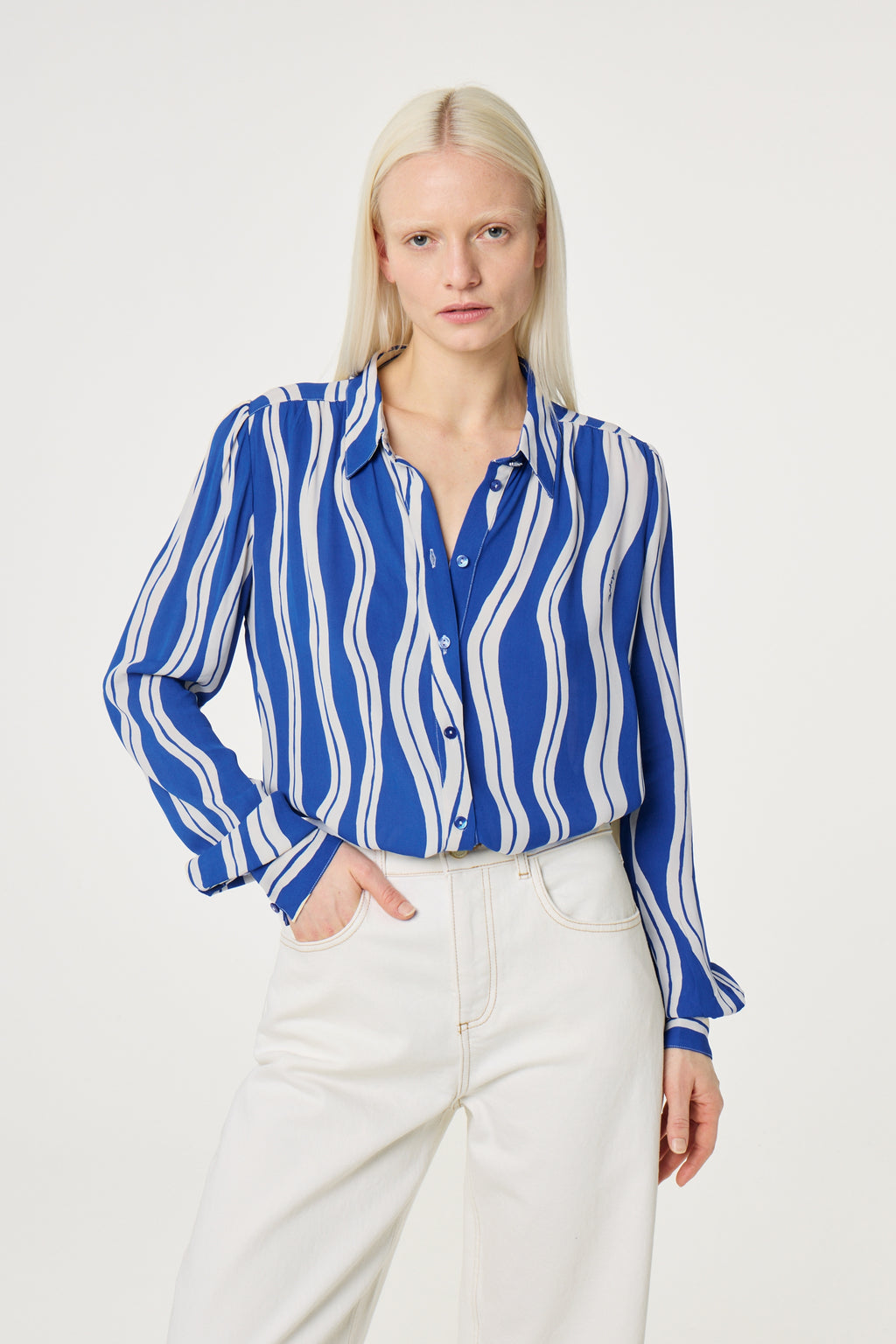 Blouses lange mouw blauw Fabienne Chapot