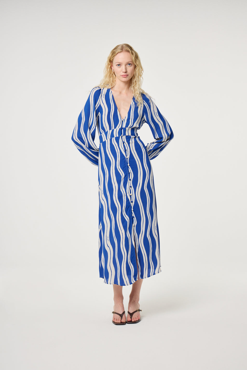 Jurken lange mouw blauw Fabienne Chapot