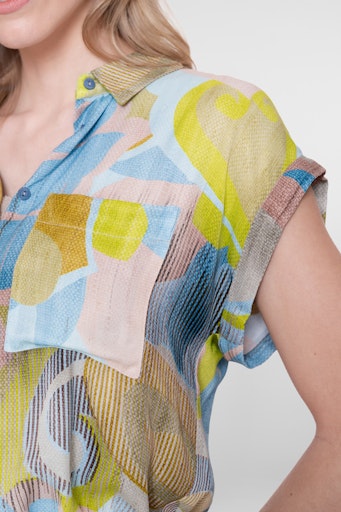 Blouses korte mouw blauw Geisha