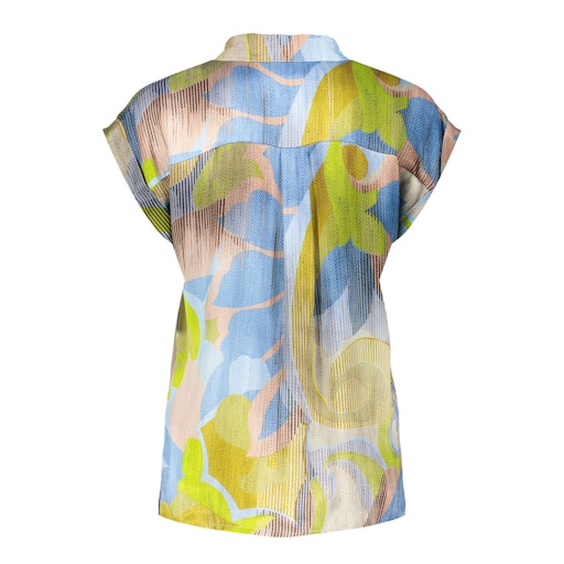 Blouses korte mouw blauw Geisha