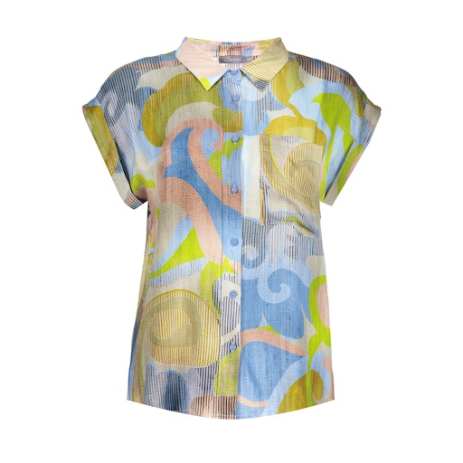 Blouses korte mouw blauw Geisha