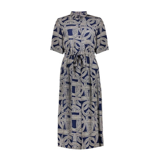 Jurken korte mouw navy Geisha