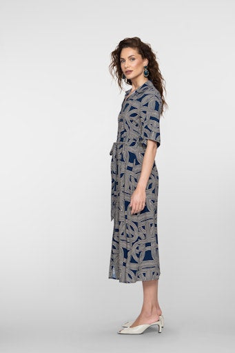 Jurken korte mouw navy Geisha