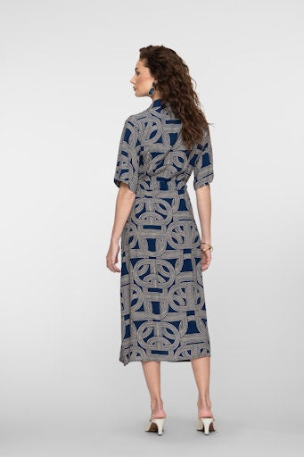 Jurken korte mouw navy Geisha