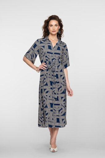 Jurken korte mouw navy Geisha