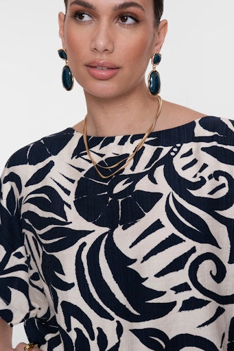 Tops navy Geisha