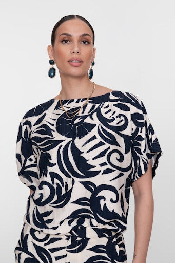 Tops navy Geisha
