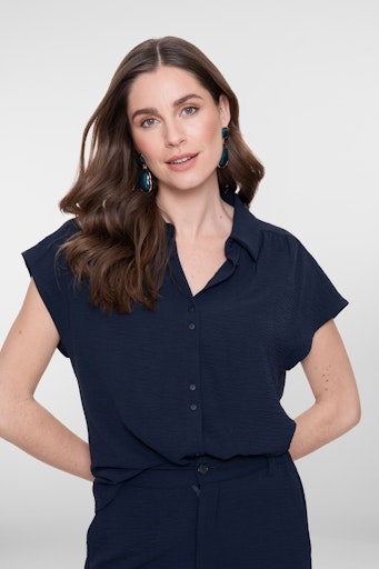 Blouses korte mouw navy Geisha