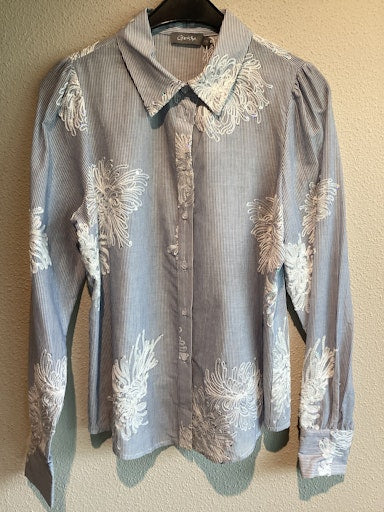 Blouses lange mouw blauw Geisha