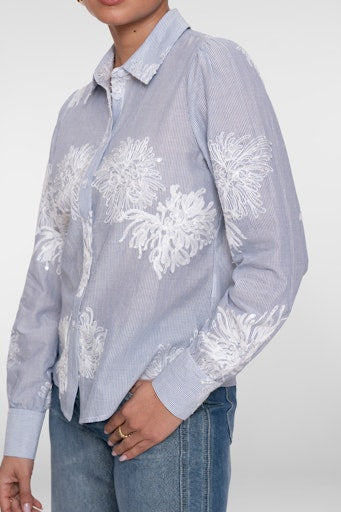 Blouses lange mouw blauw Geisha