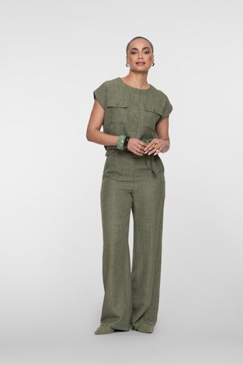Blouses korte mouw groen Geisha