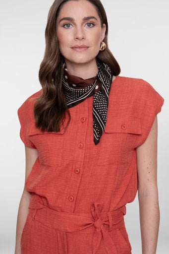 Blouses korte mouw oranje Geisha