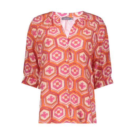 Blouses korte mouw beige Geisha